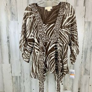 Michael Kors Sheer Stone Multi Top Size S NWT